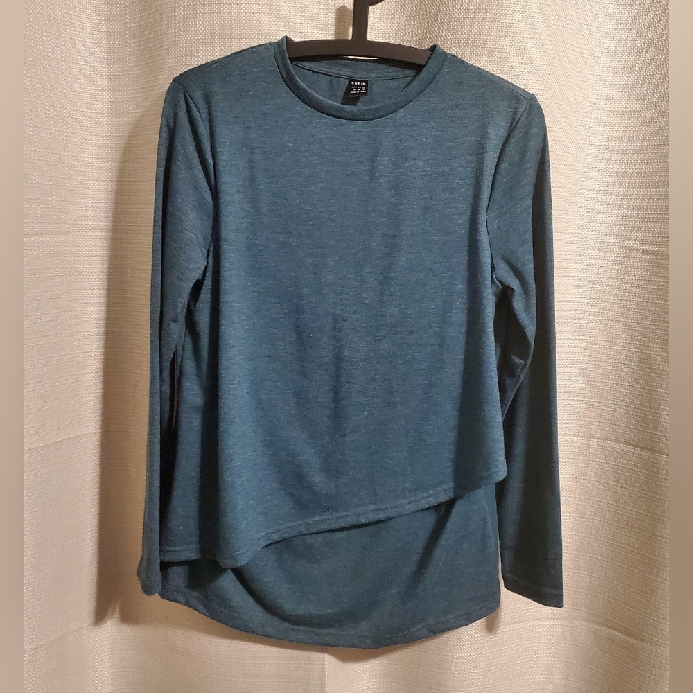 (4/$20) SHEIN Women's Layered Front Blue Top